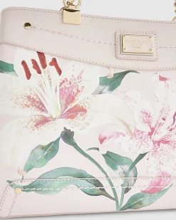 Pink Lilies Floral Chain Handle Tote Bag