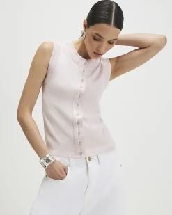 Pink Linen Blend Double Layer Knitted Vest