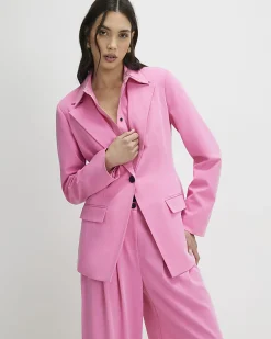 Pink Long Sleeve Cinch Back Blazer