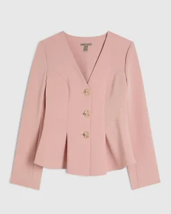 Pink Long Sleeve Pleated Jacket