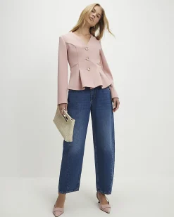 Pink Long Sleeve Pleated Jacket