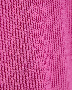 Pink Metal Trim Textured Swimsuit