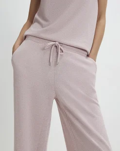 Pink Metallic Drawstring Wide Leg Trousers