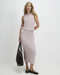Pink Metallic Midi Skirt
