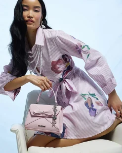 Pink Mini Bow Front Charm Tote Bag