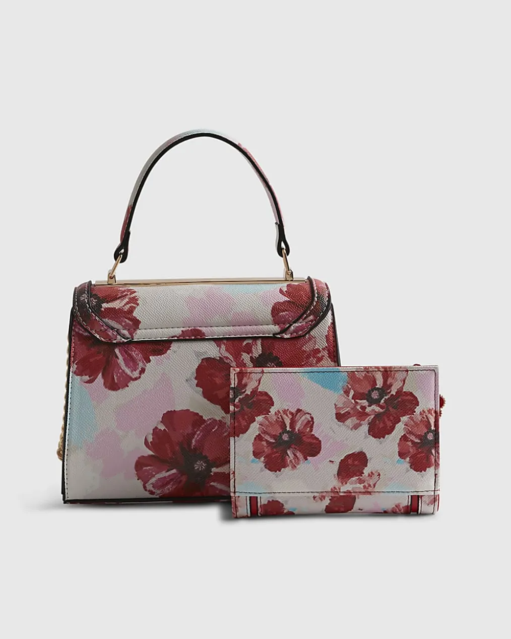 Pink Mini Floral Charm Tote Bundle Bag