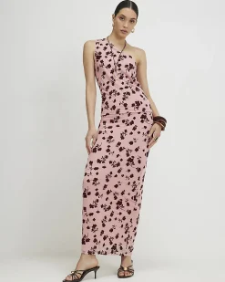 Pink One Shoulder Devore Top