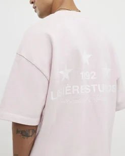 Pink Oversized Fit Cotton Lisiere T-Shirt