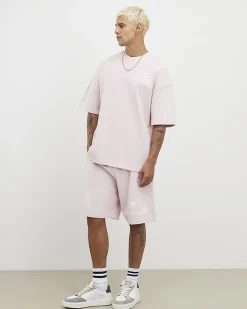 Pink Oversized Fit Cotton Lisiere T-Shirt
