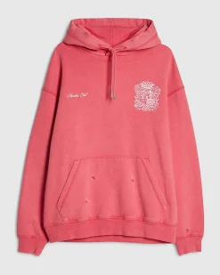 Pink Oversized Fit Members Club Crest Hoodie