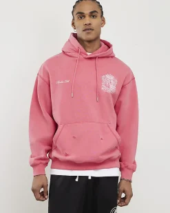 Pink Oversized Fit Members Club Crest Hoodie