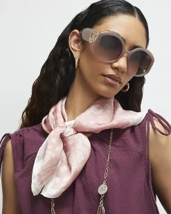 Pink Paisley Print Neck Scarf