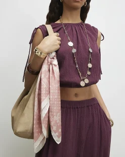 Pink Paisley Print Neck Scarf