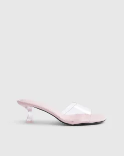 Pink Perspex Block Heel Sandals