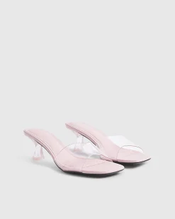 Pink Perspex Block Heel Sandals