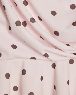 Pink Polka Dot Drape Peplum Top