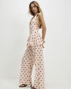 Pink Polka Dot Wide Leg Trousers