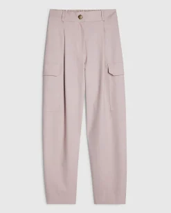 Pink Popper Cuff Detail Cargo Trousers