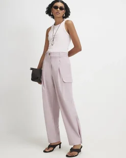 Pink Popper Cuff Detail Cargo Trousers