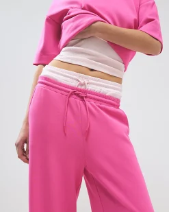 Pink Premium Drawstring Wide Leg Joggers