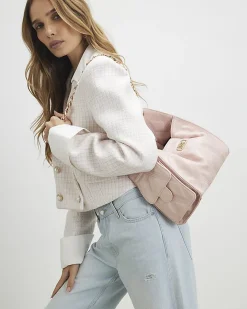 Pink Quilted Chain Handle Slouch Bag