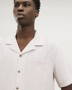 Pink Regular Fit Linen Blend Revere Shirt