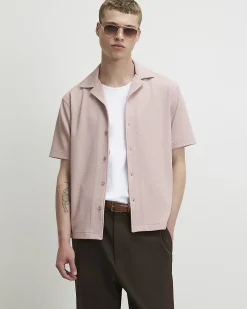 Pink Regular Fit Textured Shirt