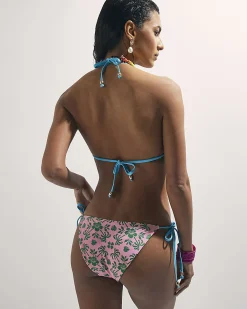 Pink Ruffle Frill Tie Side Bikini Bottoms