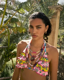 Pink Ruffle Frill Triangle Bikini Top