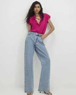 Pink Satin Short Sleeve Shirt