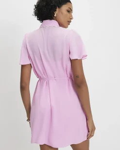 Pink Scallop Shirt Dress