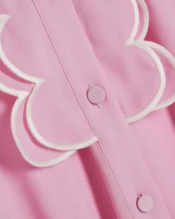 Pink Scallop Shirt Dress