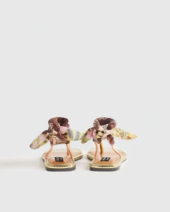 Pink Scarf Tie Rope Flat Sandals