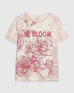 Pink Short Sleeve In Bloom Cotton T-shirt