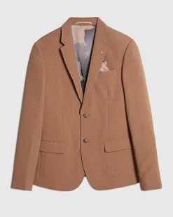 Pink Skinny Fit Stretch Textured Suit Jacket