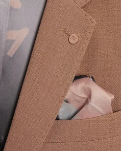 Pink Skinny Fit Stretch Textured Suit Jacket