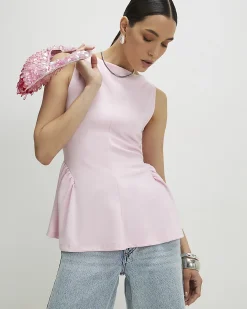 Pink Sleeveless Peplum Top