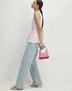 Pink Sleeveless Peplum Top