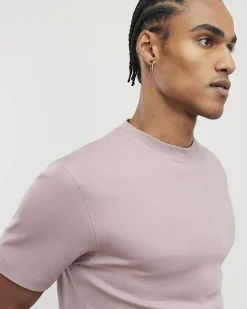 Pink Slim Fit Interlock Cotton T-Shirt