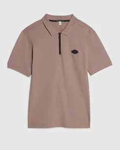 Pink Slim Fit Pique Badge Polo Shirt