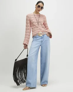 Pink Stitch Boat Neck Jumper