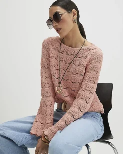 Pink Stitch Boat Neck Jumper