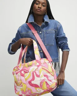 Pink Swirl Quilted Holdall Bag