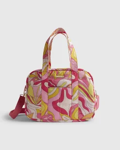 Pink Swirl Quilted Holdall Bag