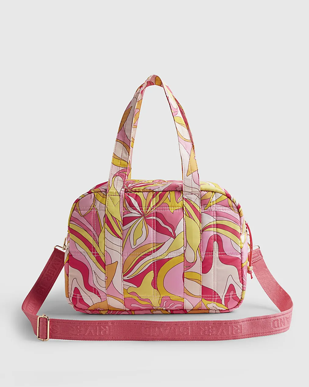 Pink Swirl Quilted Holdall Bag