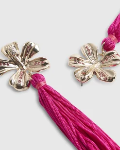 Pink Tassel Flower Earrings