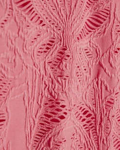 Pink Texture Shell Trim Halter Neck Swimsuit