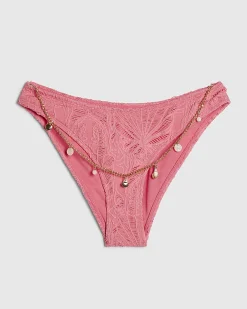 Pink Textured Chain Low Rise Briefs