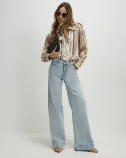 Pink Tie Neck Chain Print Shirt