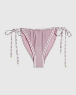 Pink Tie Side Colour Block Bikini Bottoms